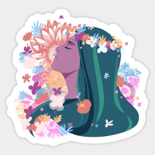 blooming flora Lady Sticker